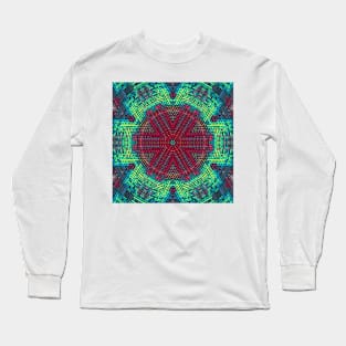 Weave Mandala Green Blue and Red Long Sleeve T-Shirt